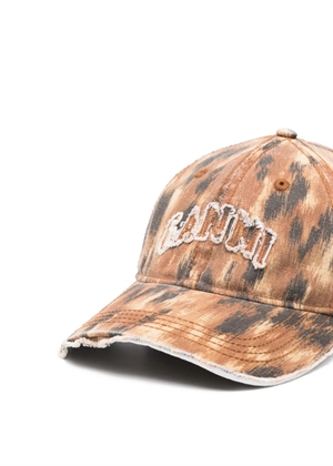 Washed cotton print canvas cap Argan Oil B30200171 Ganni 
